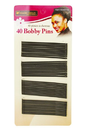 [#0119] Magic Gold 40 Bobby Pins (Black) -dz