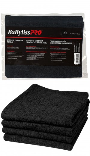 [Babyliss Pro-#BESTOWELCBKUCC] Cotton Bleachiproof Towel-Black -dz