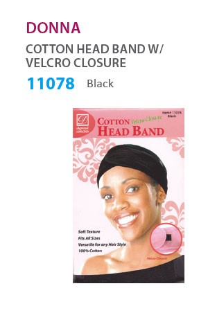 [#11078] Donna Cotton Head Band with Velcro (Black) -dz