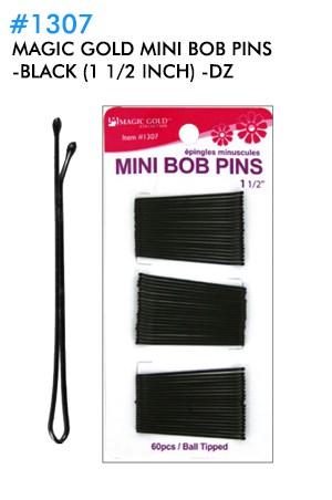 [Magic Gold-#1307] Mini BOB Pins - Black (1 1/2inch) -dz