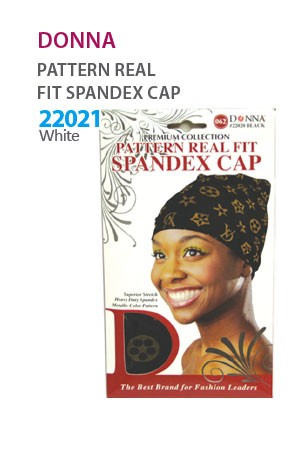 [#22021] Donna Pattern Real Fit Spandex Cap (White) -dz