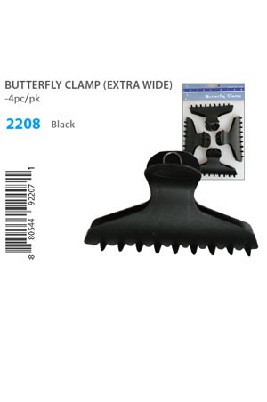 Butterfly Clamp (Extra Wide, 4pcs/pk) #2208 Black -pk