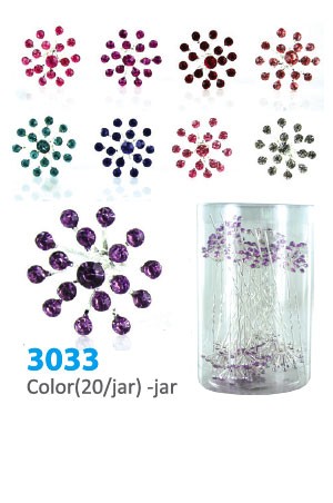 #3033 Color Stone Hair Pin (20/Jar)