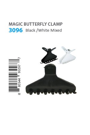 Butterfly Clamp (M, Round Teeth) #3096 Black&White -pk