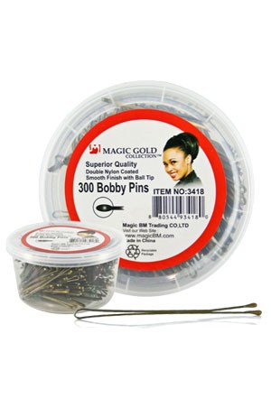 [Magic Gold-#3418] 100 Bobby Pins (Large) Gold -jar
