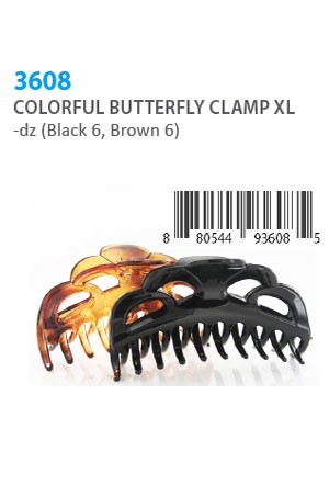 Colorful Butterfly Clamp XL #3608 -dz (BK 6, BR 6)