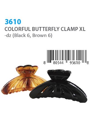 Colorful Butterfly Clamp XL #3610 -dz (BK 6, BR 6)