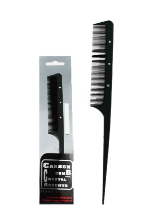 Carbon Comb w/ Crystal Tail Comb #3782 -pc