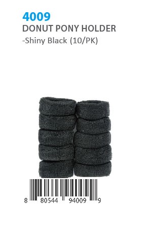Donut Ponytail Holder #4009 Shiny Black  (10/pk)
