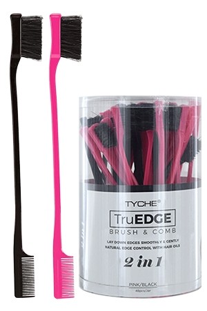 [Nicka K-#TBEDB1] Tyche 2 in 1 TruEdge Brush & Comb (48pc/jar) -jar