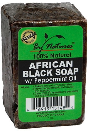 [By Natures-box #32] African Black Soap w/Peppermint Oil(6oz)