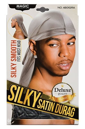 [Magic Collection  #4801GRA]  Silky Satin Durag-Gray -dz
