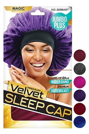 [Magic Collection-#2289AST] Velvet Sleep Cap - Jumbo Plus (Asst) -dz