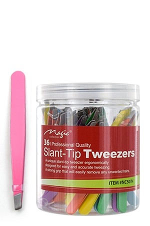 [Magic Collection-#NC5074] Slant-Tip Tweezers(Color) (36pc/jar) -jar