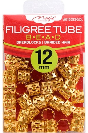 [Magic Collection #013DISGOL] Filigree Tube Bead(12mm/24pk/ds)-Gold -ds