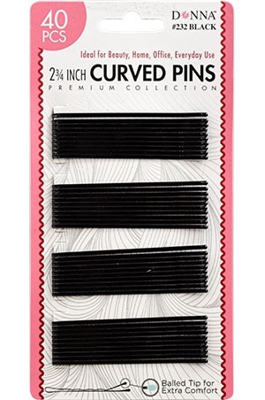 [Donna-#232] 40 Curved Pins (2 3/4")-Black -dz