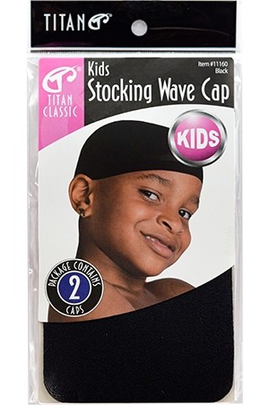 [Titan-#11160] Kids Stocking Wave Cap (Black) -dz
