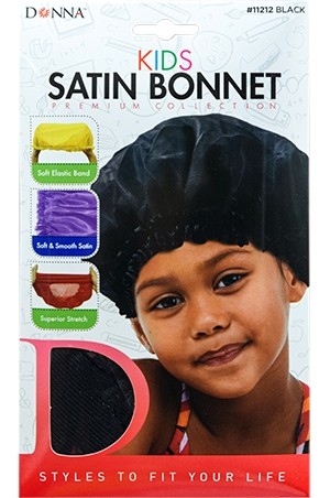 [Donna-#11212] Kids Satin Bonnet ( Black)-dz