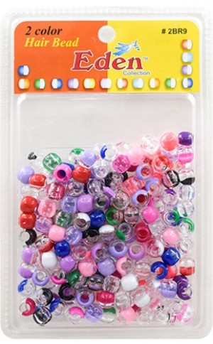 [#2BR9-Clear/Ast] Eden 2 Color X-LG Blister Med Round Bead-pk