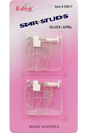 [#56107] Eden Self Ear Piercing Set [Silver April](12pc/dz) -dz