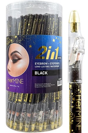 [Hermine #HLWE001] 2 In 1 Eyebrow+Pencil-Black (72pc/Jar) 