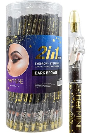 [Hermine #HLWE002] 2 In 1 Eyebrow+Pencil-D. Brown(72pc/Jar) 