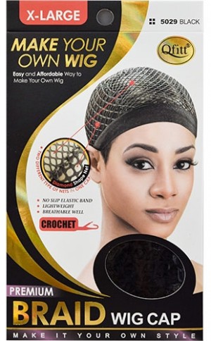 [Qfitt-#Q5029Black] Crochet Braid Wig Cap(XL) -dz