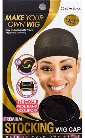 [Qfitt-#Q5070Black] Premium Stockin Wig Cap -dz