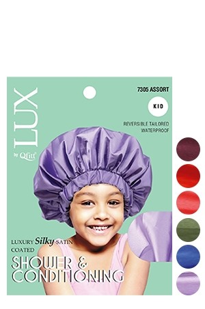 [Qfitt-#7305ASST] LUX Kid Silky Shower & Conditioning Cap (6pc/pk) -pk