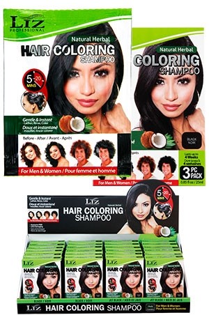 [LIZ Professional] Hair Coloring Shamp #Black (0.85oz/25ml) [3pcs/pk] -pk