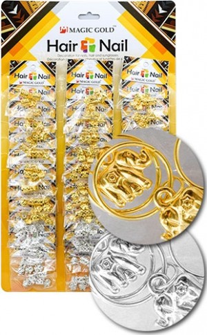 #RBD99544 Gold & Silver Hair & Nail Ring Bead  [36/pk]-pk