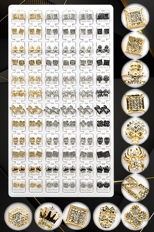 [#99914] Stone Earring 72pair Gold&Sliver -pk