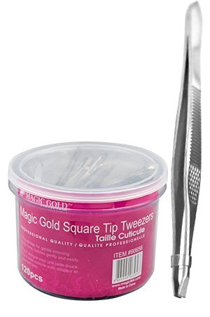 [Magic Gold #90656] Square(Slant) Tip Tweezer (120pc/jar) -jar