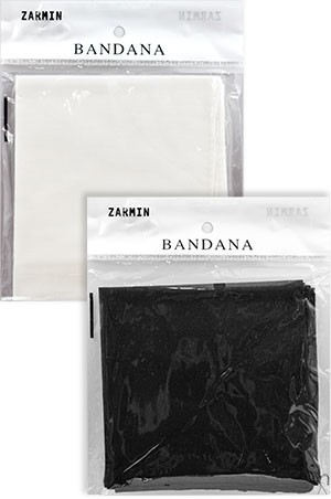[#1221BK/1224WH] Zarmin Solid Bandana Black & white -DZ