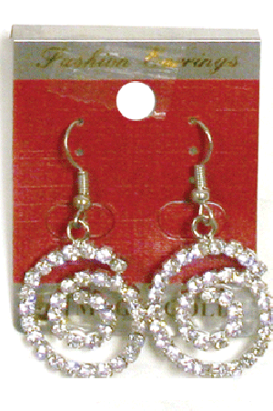 Rhine Stone Earring  - #9(silver) -pc