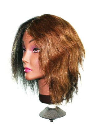[#M-2020B] Practice Mannequin Human Hair #Black/Brown/Gray Mix (12-14b)
