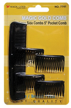 [Magic Gold-#7741] 4pcs Side Comb w/ 5" Pocket Comb -dz