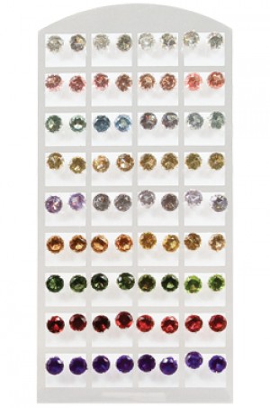 Stone Earring Round Mix (8mm)  - #0137 -pk