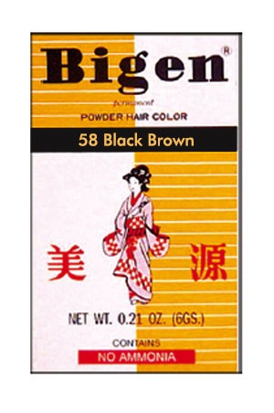 Bigen Permanent Powder Hair Color #58 Black Brown -pc