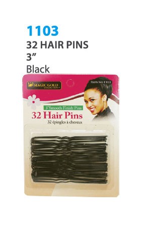 [#1103] Magic Gold Hair Pins 3" #Black -dz