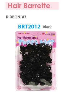 [Magic Gold] Barrette [Ribbon 3 Black] #BRT2012 -pc