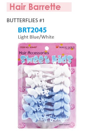 [Magic Gold] Barrette [Butterflies Light Blue/White] #BRT2045 -pc