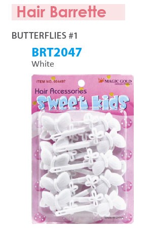 [Magic Gold] Barrette [Butterflies White] #BRT2047 -pc