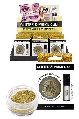 [ Magic ] Glitter & Primer set #EYE1013GOLD (18pcs) -ds