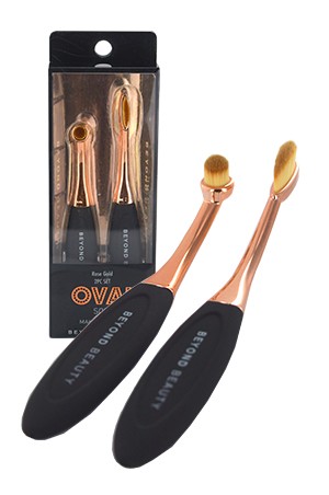 [Oval- #30025] Soft Makeup Brush Rose Gold - 2pc set