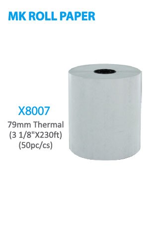 X8007 MK Roll Paper 79mm Thermal (3 1/8" x 230ft) 50pc/cs -cs