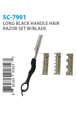 [#SC-7901] Hair Razor Long Black Handle w/ Blade
