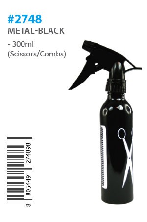 [#2748] Spray Bottle (300ml/Metal/Black/Scissors/Combs] -pc