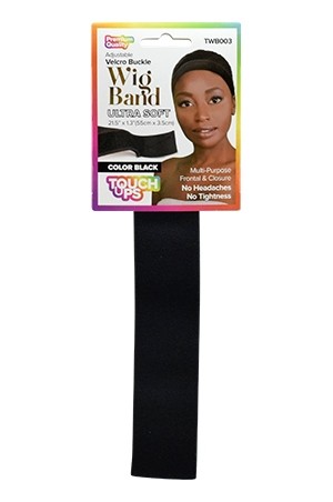 Touch Ups Adjustable Buckle Wig Band-Black 12PK	