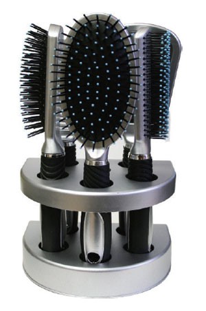 Doo-Oh 5pcs Hair Brush Set w/ Stand #0205 Silver
